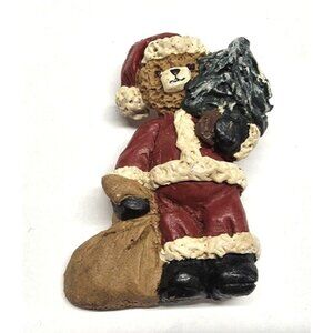 Vintage Boyds ? Santa Teddy Tree Bag Presents Bear Pin Brooch Christmas Holiday